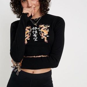 Urban Outfitters Graphic Cropped Long Sleeve Top